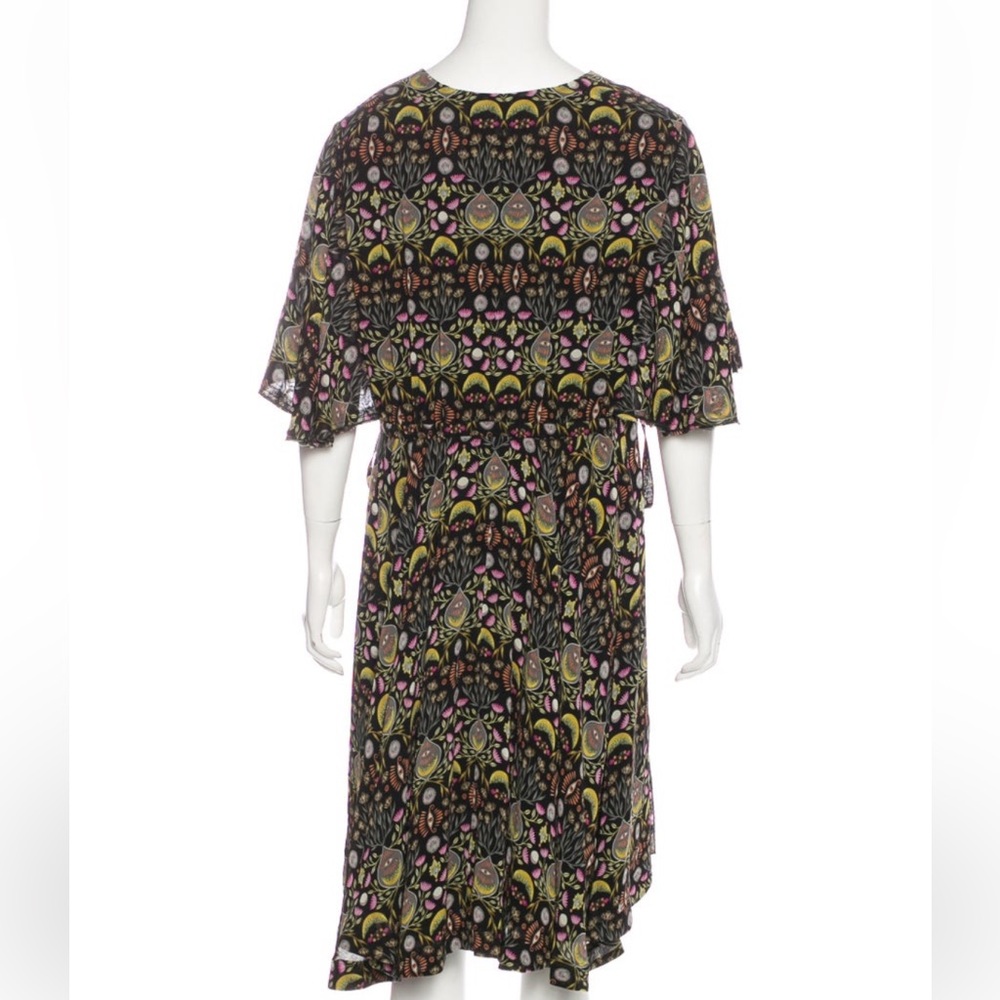 Chloe Black Floral-Print Midi Dress with Pink & Lime Accents